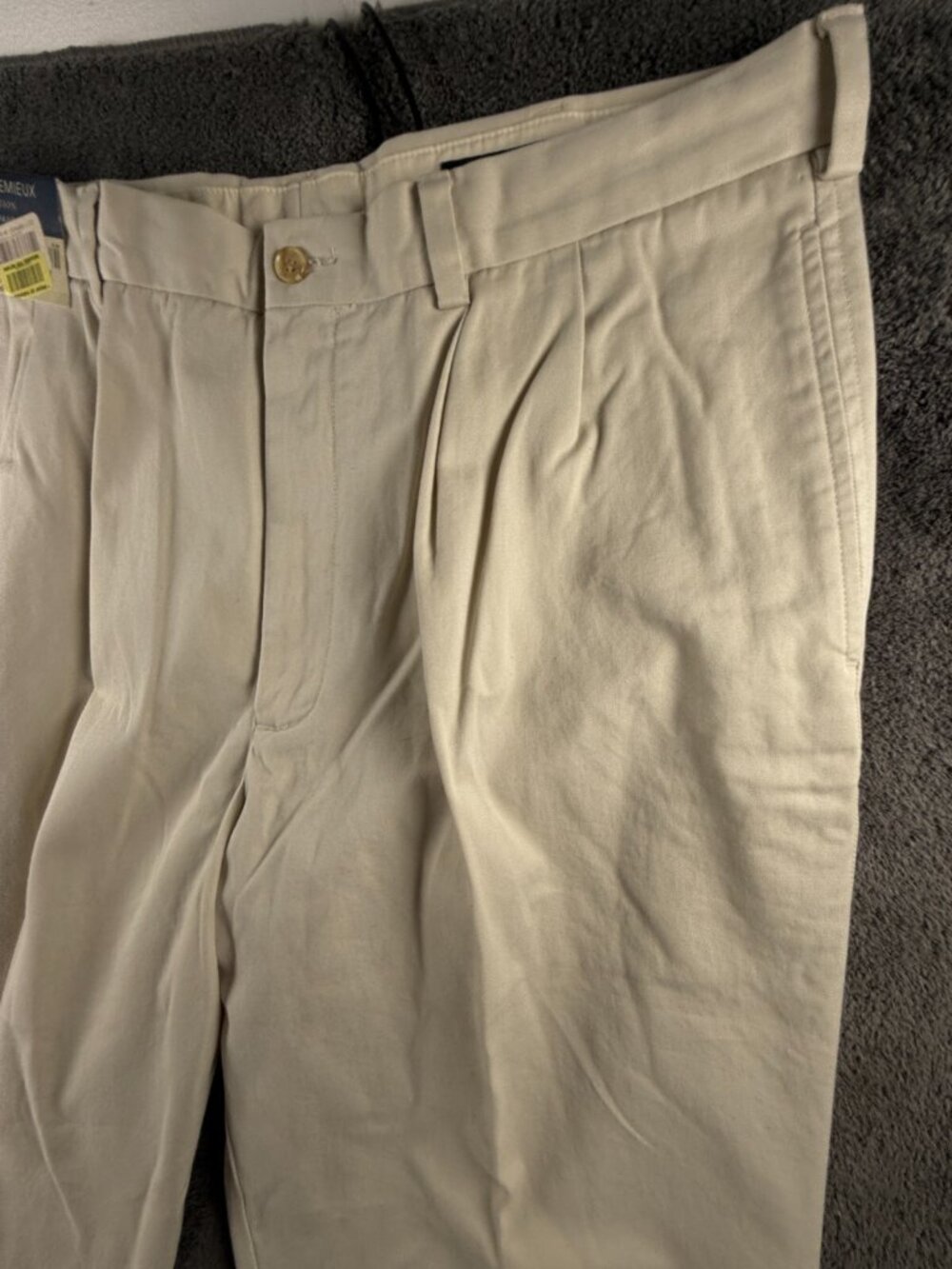 New Daniel Cremieux Paris Pants Men Beige Ivory Chino Cotton 38x32 Pleated - Picture 4 of 14